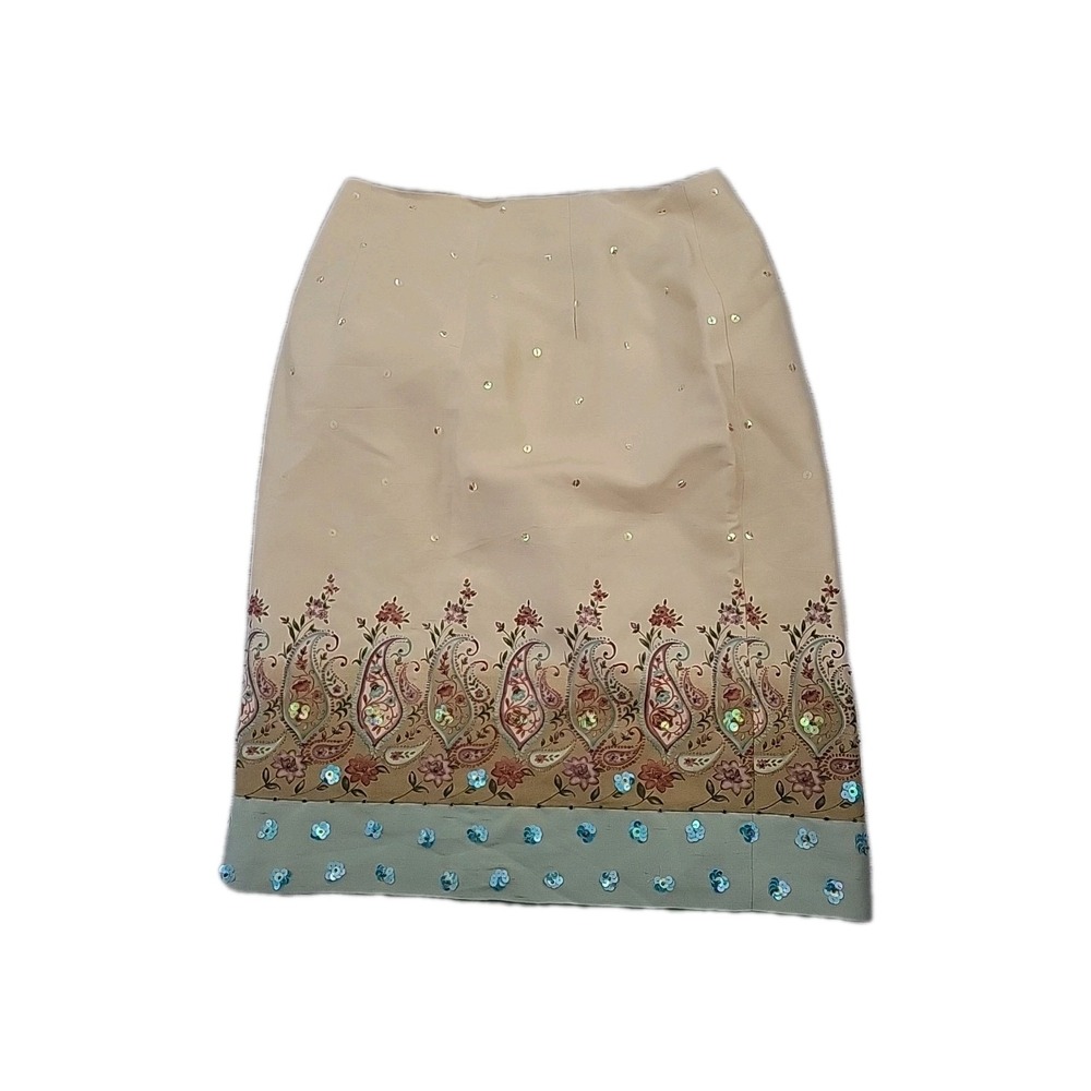 Silk Club Beaded Rhinestone Silk Lined Skirt Colorful Beach Officecore Mermaid 6